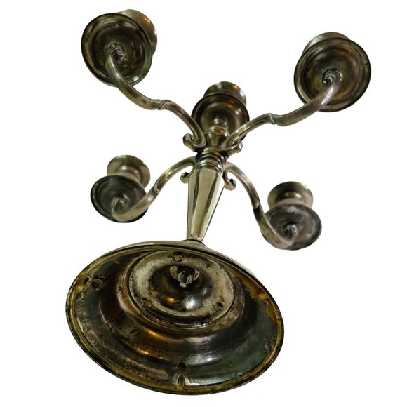 Vintage Silver Plate Candelabra For 5 Tapered Candlesticks 14.5" T 13" W - Picture 6 of 8